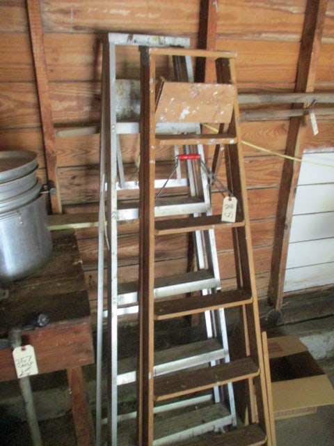 6' Wood Ladder and 6' Aluminum Ladder: .