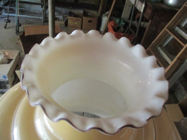 Hurricane Table Parlor Lamp with Applied Floral Pattern - 3