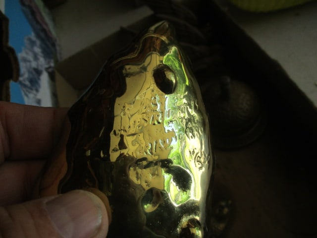 Brass Bell, Brass and Plastic Bird Set and Brass Leaf - 4