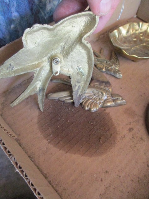 Brass Bell, Brass and Plastic Bird Set and Brass Leaf - 7