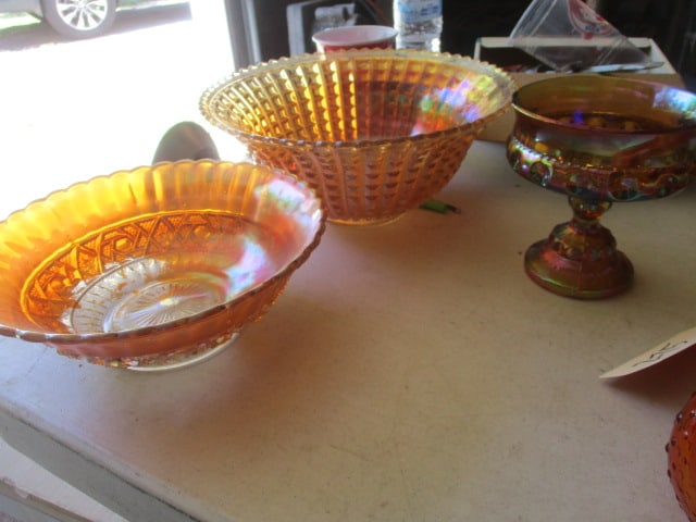 Three Carnival Glass Bowls: .