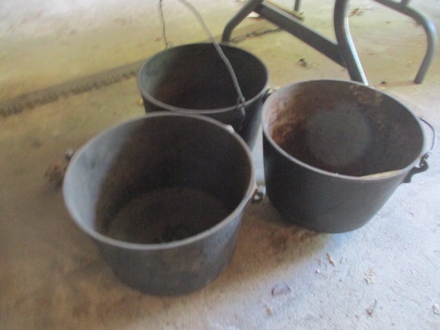 Three 10" Cast Iron Kettles: .