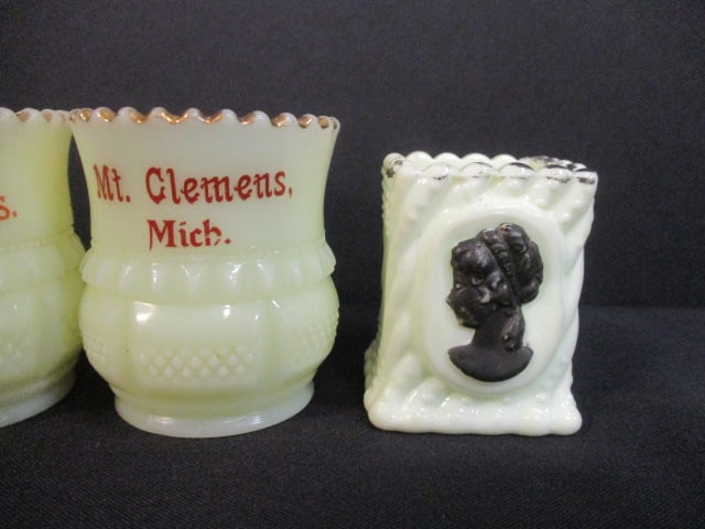 Berlin Heights (Lot of 3) Custard Glass Toothpick Holders & - 2