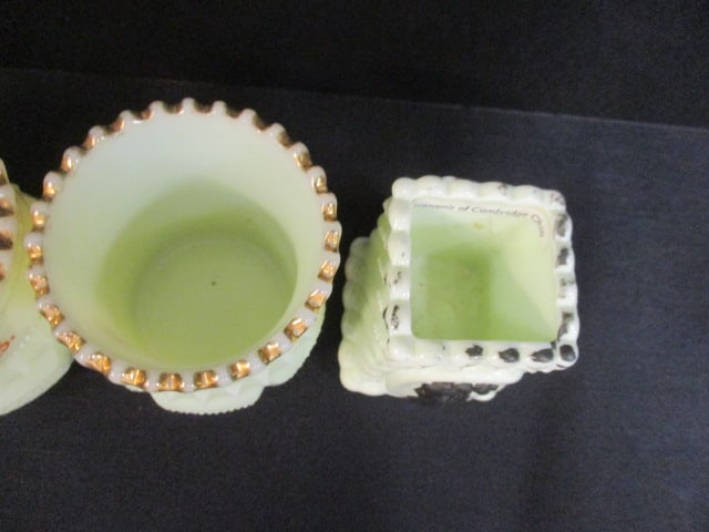 Berlin Heights (Lot of 3) Custard Glass Toothpick Holders & - 3
