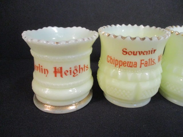 Berlin Heights (Lot of 3) Custard Glass Toothpick Holders & - 4