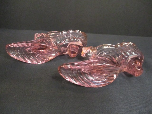 Fenton Art Glass Pink Glass Cat Head Rose Swirl Slipper (2) - 3