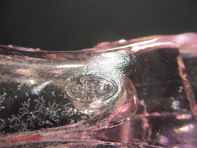 Fenton Art Glass Pink Glass Cabbage Rose Pattern Slipper (3) - 6