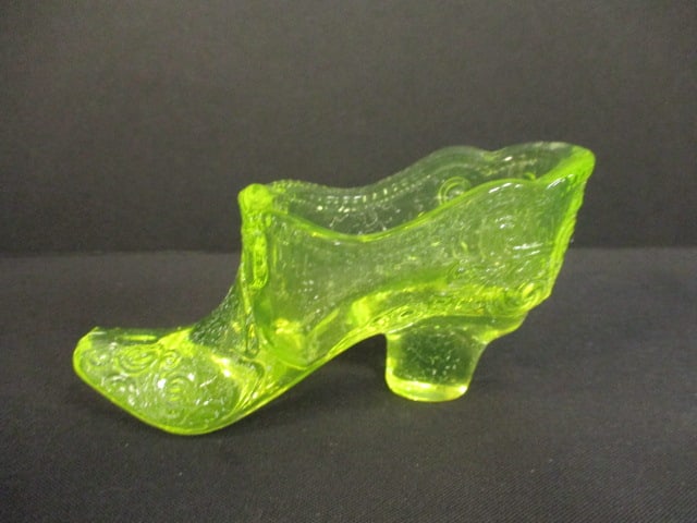 Fenton Uranium Glass Shoe Slipper - 2