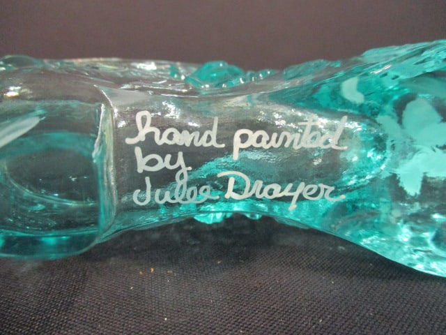 Fenton 95th Anniversary Painted Aqua Signed (Julee Drayer) Slipper - 4