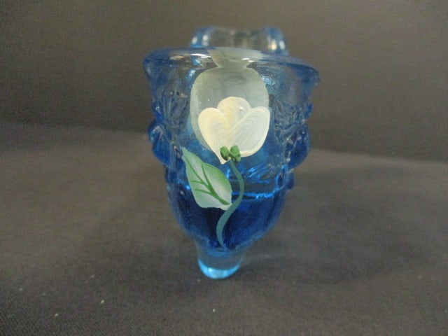 Fenton Blue Handpainted & Signed (D. Snyder) Slipper - 4