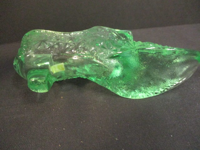 Fenton Green Glass Slipper - 5