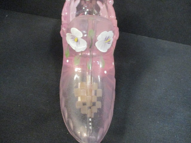 Fenton Pink Hanpainted & Signed Glass Slipper - 3