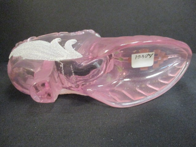 Fenton Pink Hanpainted & Signed Glass Slipper - 4