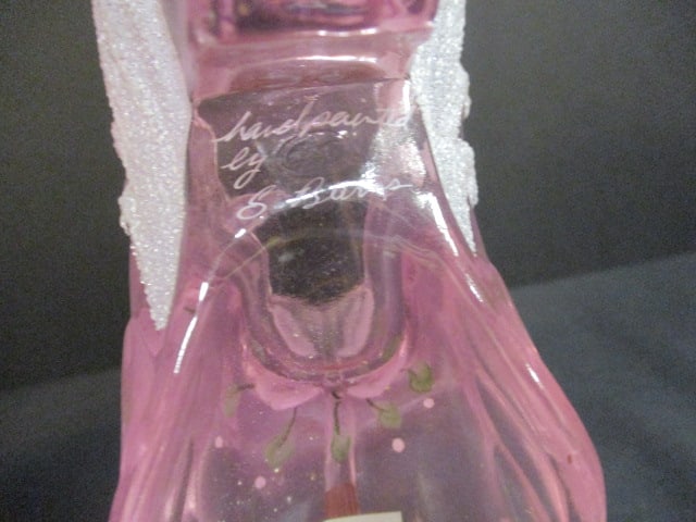 Fenton Pink Hanpainted & Signed Glass Slipper - 5