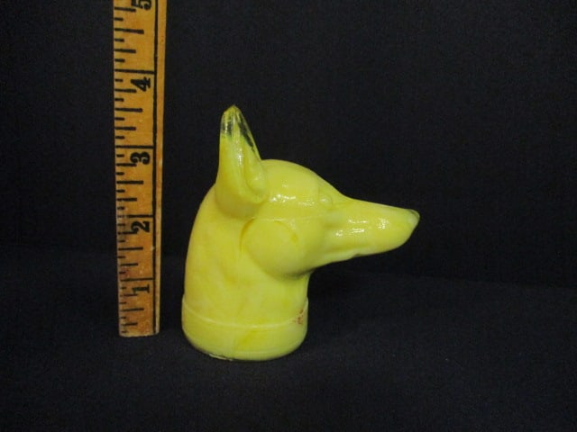 Boyd Doberman Dog Head Yellow Uranium Slag Glass Figurine - 5