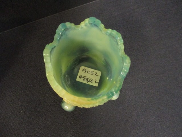Uranium Opalescent Footed Toothpick Holders (2 Green/2 Yellow) - 4