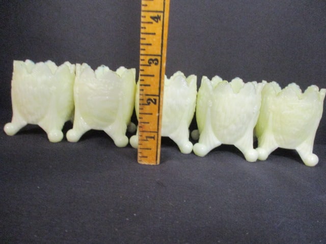 Uranium Opalescent Footed Toothpick Holders (5 Yellow) - 4
