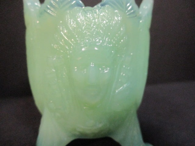 Opalescent Footed Toothpick Holders (2 Green/2 Pink) - 3