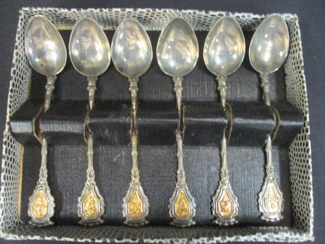 Vintage Glass Footed Salts (Lot of 6) & Demitasse Spoon Set (6) - 2