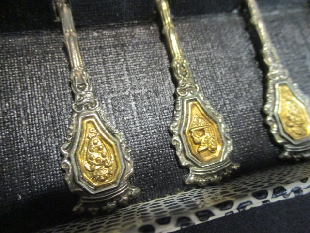 Vintage Glass Footed Salts (Lot of 6) & Demitasse Spoon Set (6) - 3