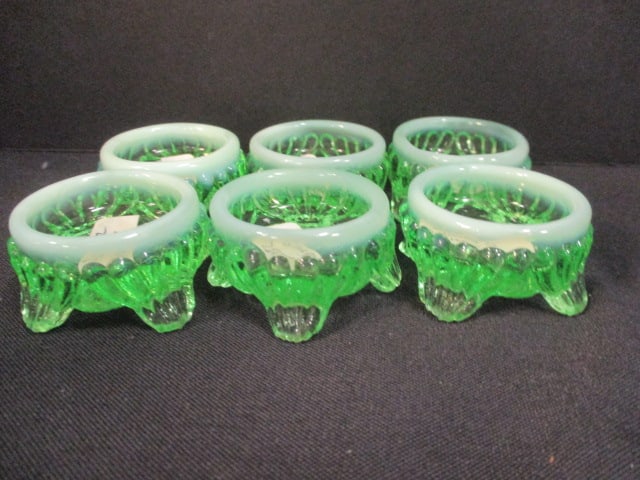 Vintage Glass Footed Salts (Lot of 6) & Demitasse Spoon Set (6) - 5