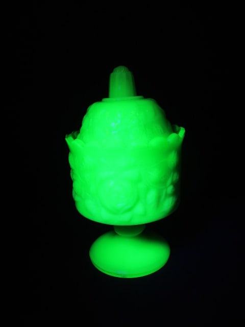 Uranium Glass Pedestal Compote/Candy Dish: 5"
