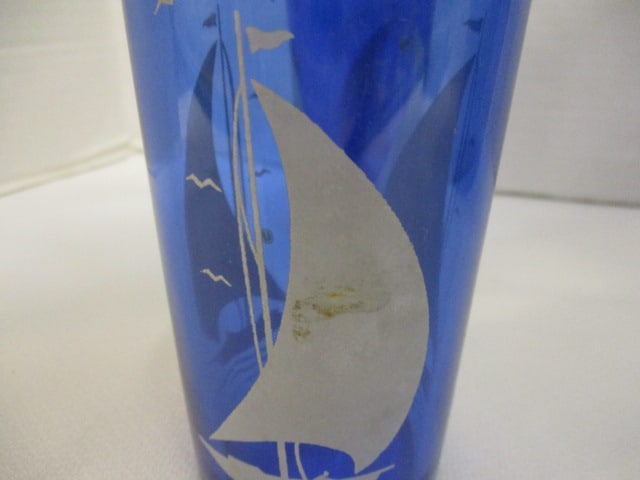 Hazel Atlas Cobalt Blue Depression Glass Pitcher & 2 Glasses - 7