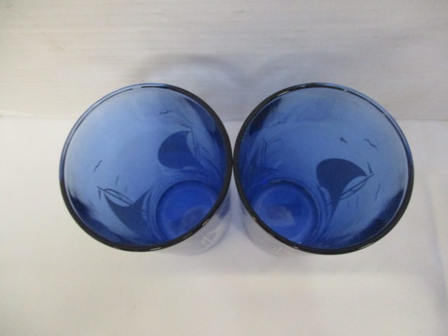 Hazel Atlas Cobalt Blue Depression Glass Pitcher & 2 Glasses - 8