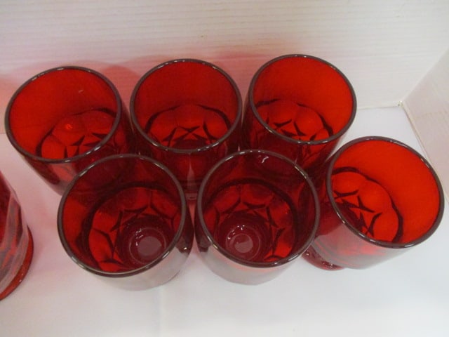 Viking Glass Georgia Ruby Red Honeycomb Tumbler & Pitcher Set - 2