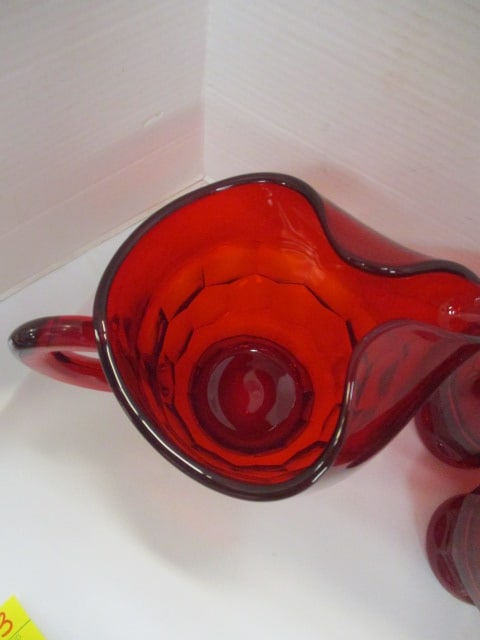 Viking Glass Georgia Ruby Red Honeycomb Tumbler & Pitcher Set - 6
