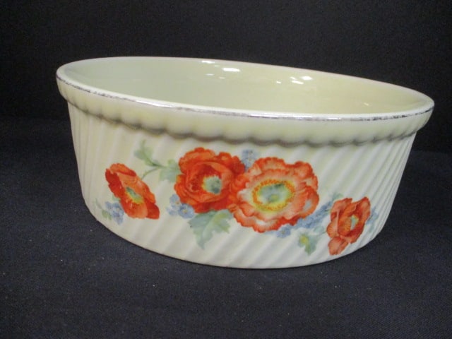 Hall's Jewel Tea 'Orange Poppy' Casserole Dish: 7 1/2 x 2 3/4