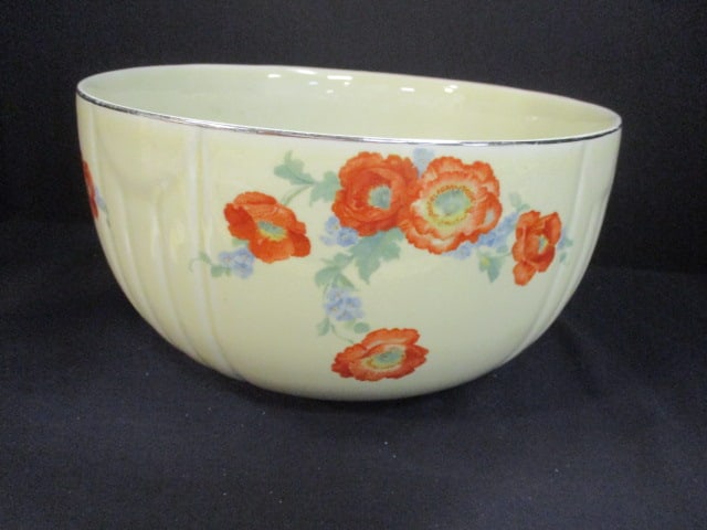 Hall's Jewel Tea 'Orange Poppy' Mixing Bowl: 10" Diameter x 5" Deep