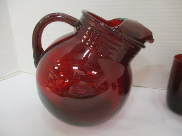 Anchor Hocking Ruby Red Roly Poly Pitcher & Tumbler Set - 5