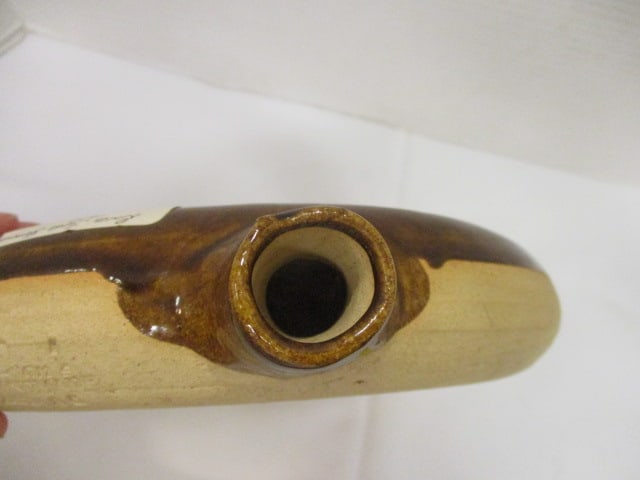 Pottery Ring Brown Glaze Bottle/Flask - 3