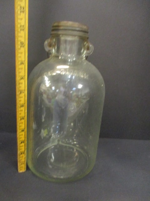 One Gallon Glass Jug w/Wire Bail & Wood Grip Handle - 6