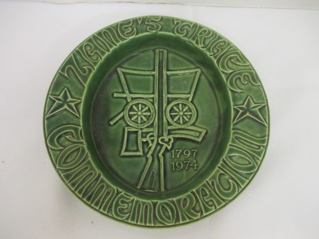 McCoy Commerative Green Ceramic Dish w/Embossed Design (1 of 3)