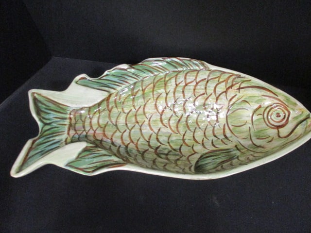 Cash Family Pottery 13" Fish Tray & 5 3/4" Pottery Crock - 2