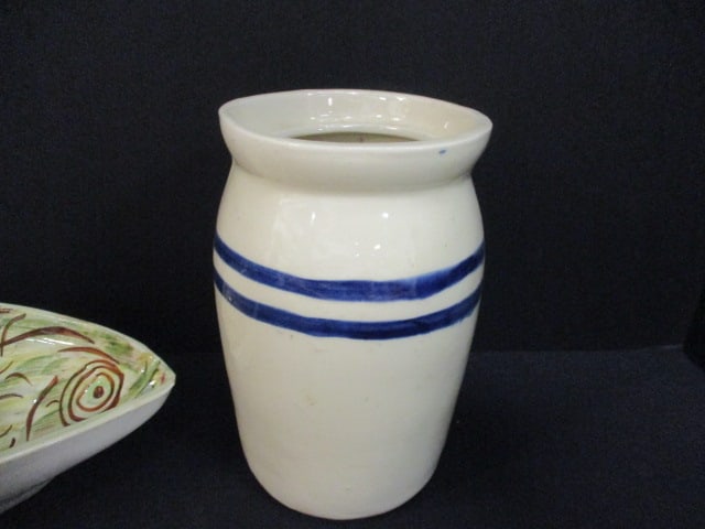 Cash Family Pottery 13" Fish Tray & 5 3/4" Pottery Crock - 3