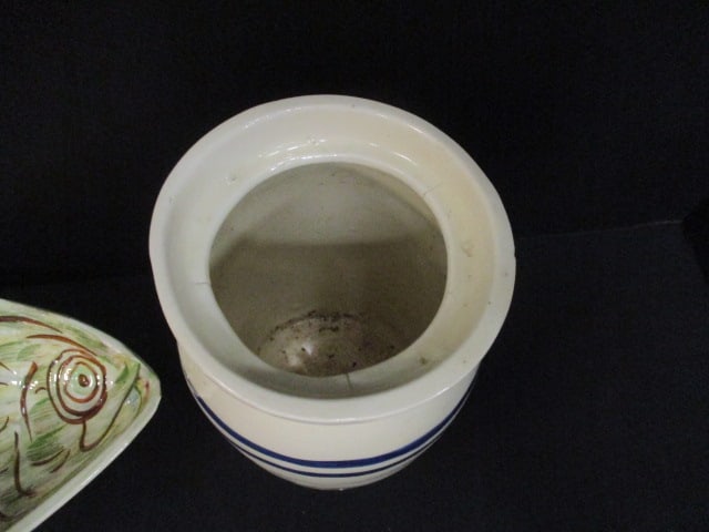 Cash Family Pottery 13" Fish Tray & 5 3/4" Pottery Crock - 4
