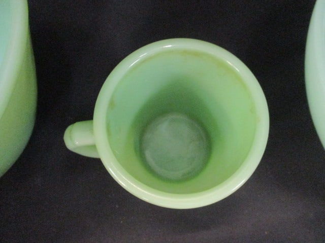 Fireking Jadeite (Lot of 3) 5" Mugs & Unmarked Jadeite 4" Bowl - 5