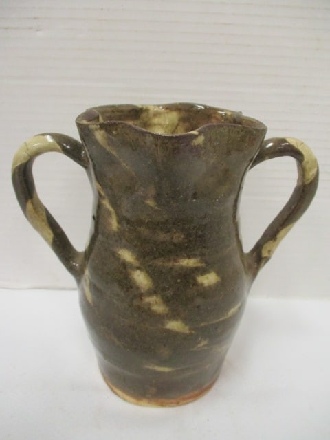 Sue Reinhart Swirl Glaze Art Pottery Jug w/Double Handles (1 of 6)