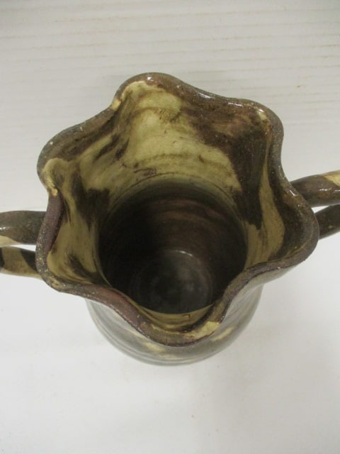 Sue Reinhart Swirl Glaze Art Pottery Jug w/Double Handles - 2