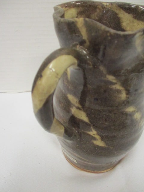 Sue Reinhart Swirl Glaze Art Pottery Jug w/Double Handles - 4