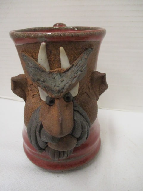 EJ Brown Stoneware Mug & Signed Pottery Ugly Face Mug - 5