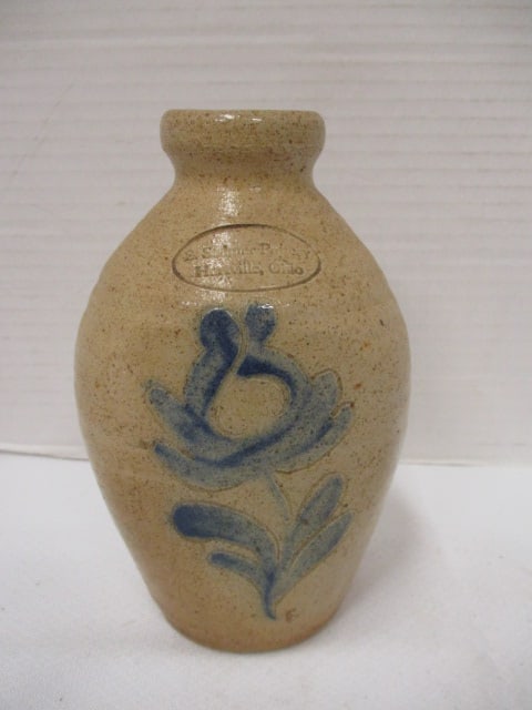 B. Shobe Pottery Jug Hartville, OH (Floral & Bird Design): 6"