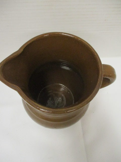 Brown Glaze Primitive Pottery Pitcher - 2