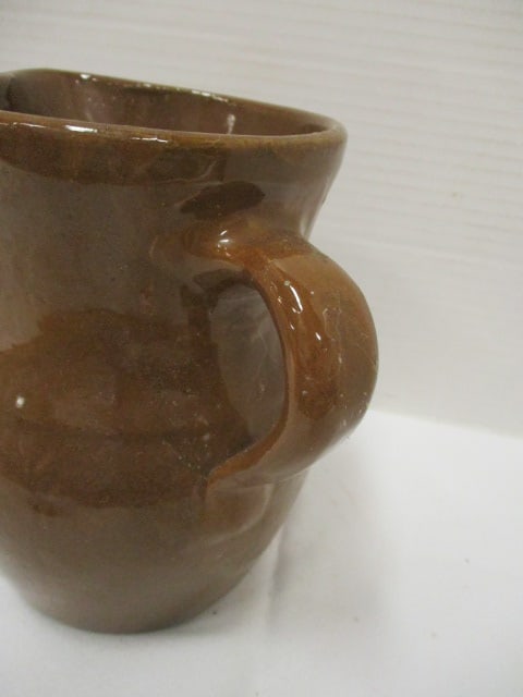 Brown Glaze Primitive Pottery Pitcher - 3