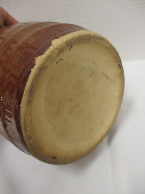 McCoy? Unmarked Stoneware Barrel Pitcher - 3