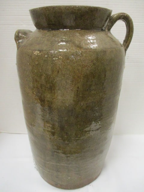 Catawba Valley Stoneware Crock w/Olive Green Glaze #4 (1 of 4)