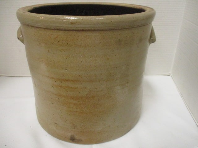 BW Harrington 3 Gallon Stoneware Crock (Elma,NY): 11" Diameter x 10" Deep (Large Chip on Outside Rim above 1 Handle)